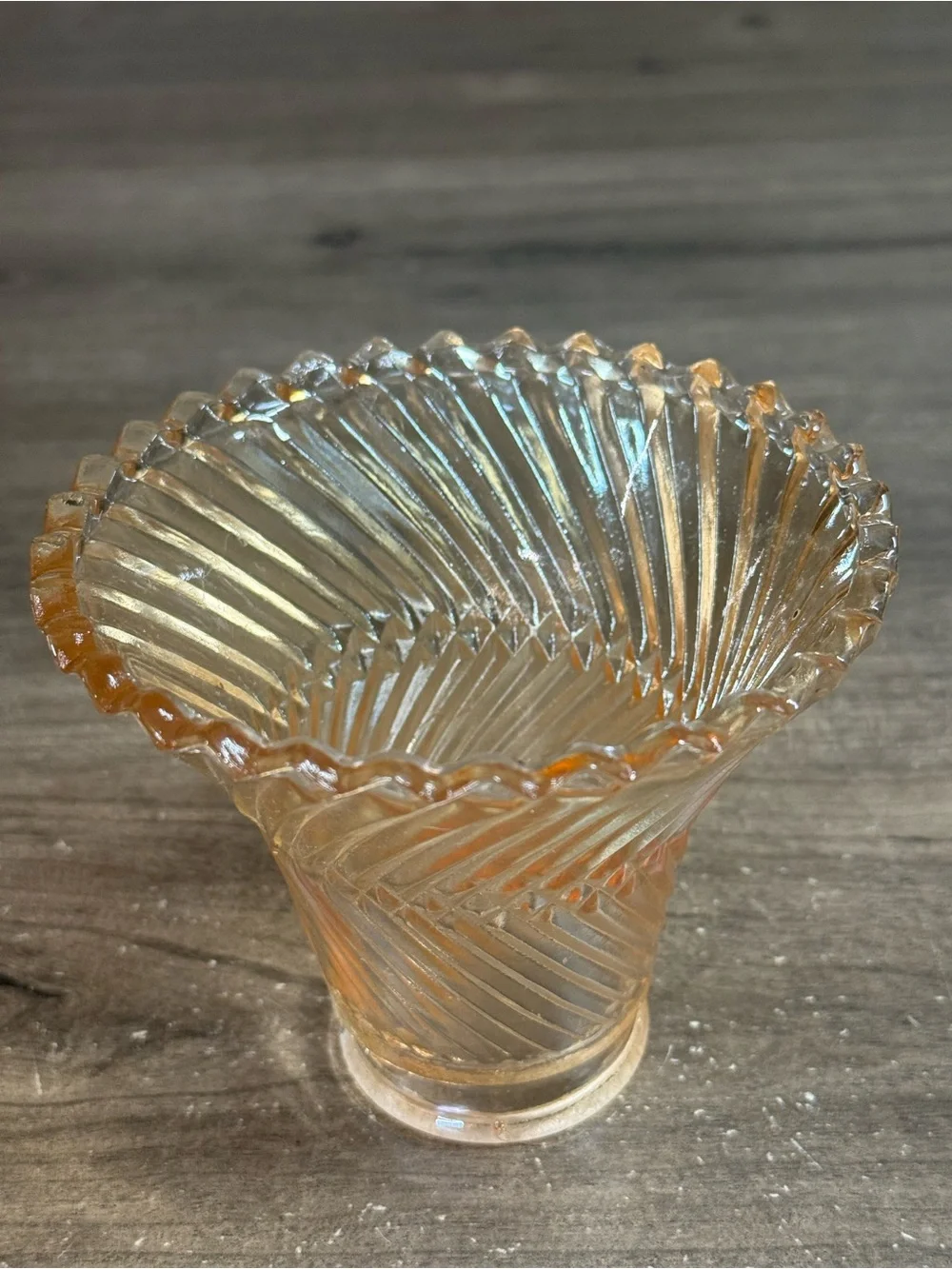 Vintage Depression Glass Spiral Swirl Candle Holders Bud Vases Set of 2 Opt